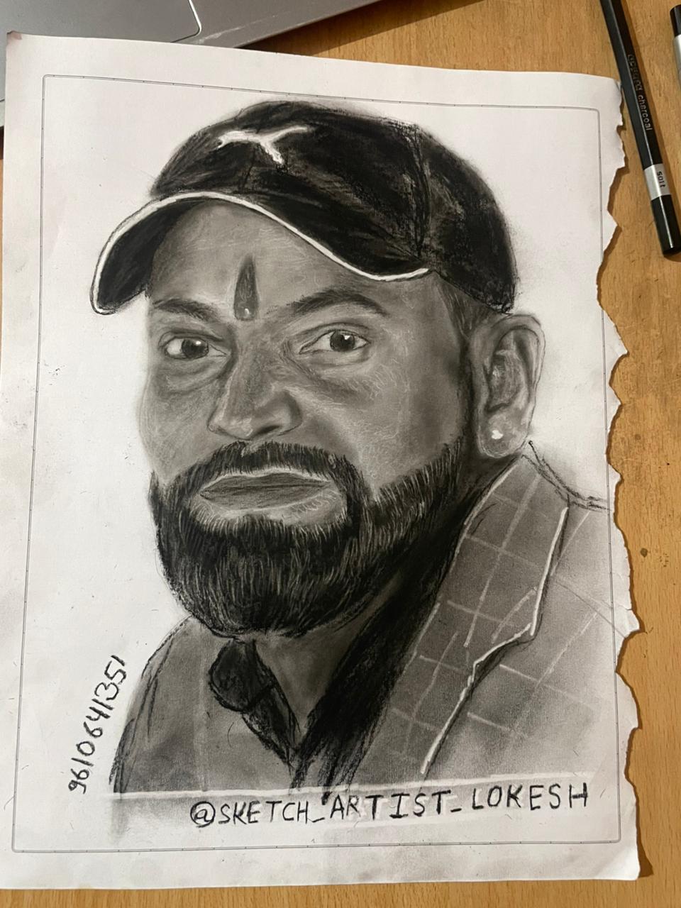 Man in Cap Realistic Sketch