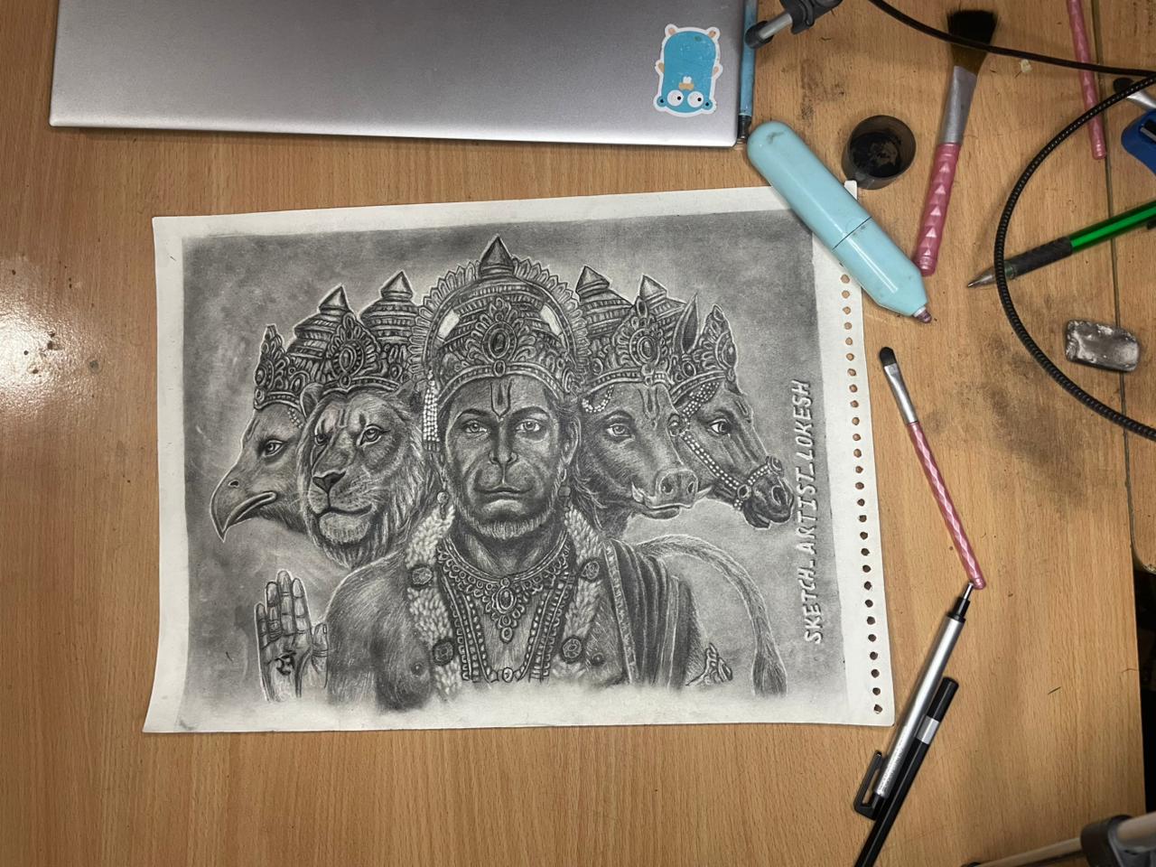 Panchmukhi Hanuman Ji Art