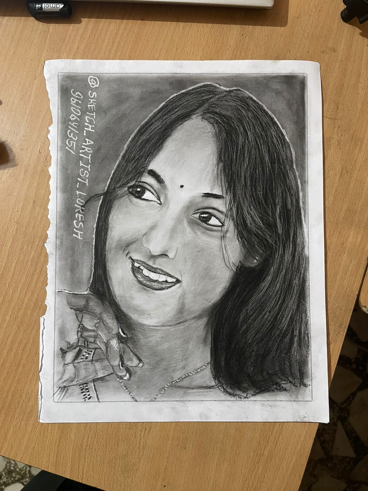 Smiling Woman Side-Pose Sketch